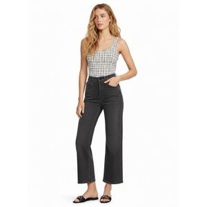 NWT RUDES DENIM Taylor Wide Leg Jeans 27 High Rise Washed Black Cropped Trouser